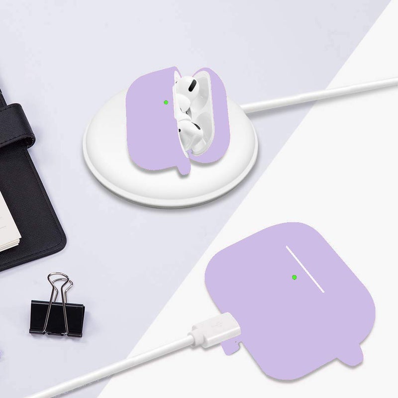 Cypher.V Protective Case Cover for Airpods Pro Charging Case, Upgraded Air Pods Silicone Case Skin with Soft Cute Fluffy Ball Pom Pom Keychain Kit (A, Purple) - Image 5